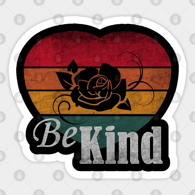 Be Kind T-shirt Heart Retro Sticker by PEHardy Design